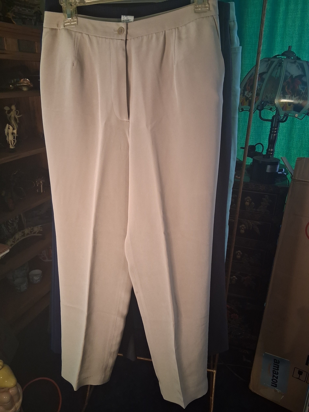 Straight-Leg Beige Women's Trousers